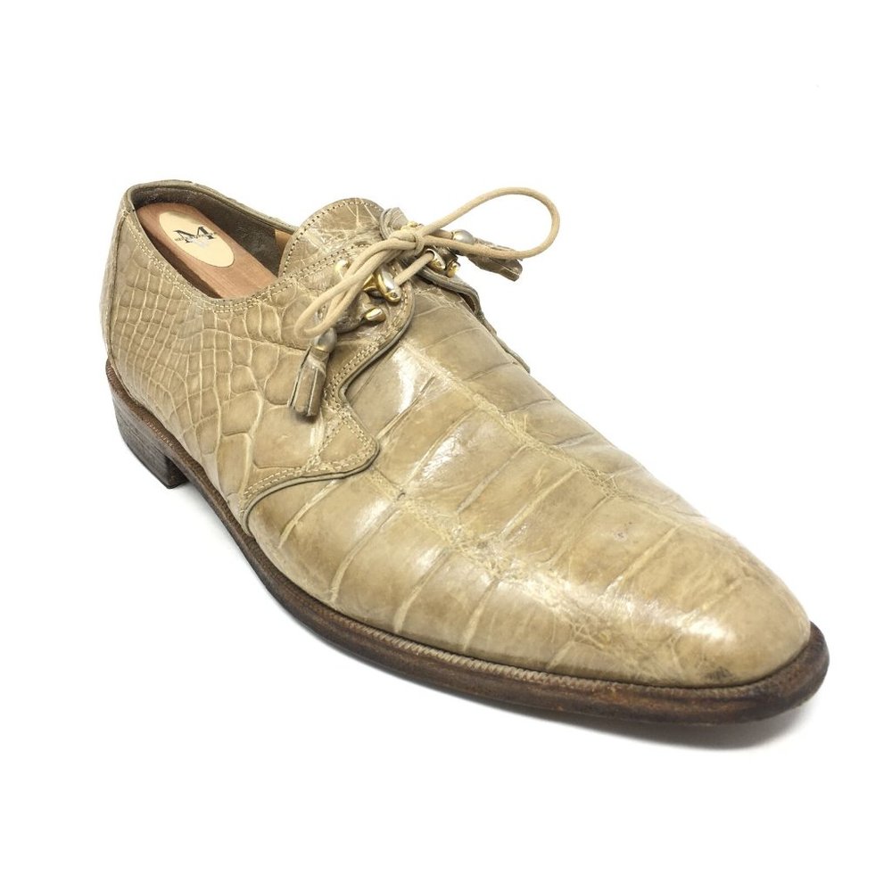 Men's Mauri Lace Up Oxfords Dress Shoes Size 9.5 Brown Full Genuine Alligator